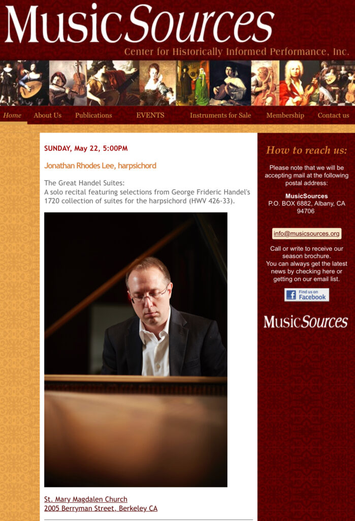 Advertisement image from MusicSources concert series.